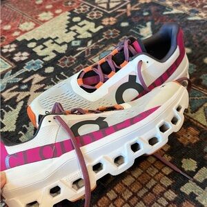 OnCloud Monster Women's Athletic Shoes - White and Magenta